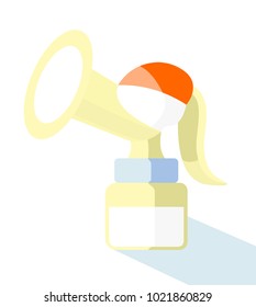 Manual Breast Pump for a lactating woman.Design a poster in gentle colors.