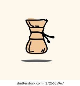 Manual Brewing Coffee Methods Flat Vector design. Pour Over Coffee. Icon