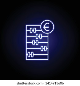 manual calculator euro icon in neon style. Element of finance illustration. Signs and symbols icon can be used for web, logo, mobile app, UI, UX
