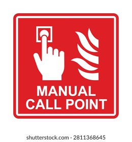 Manual call point emergency button icon with hand pressing