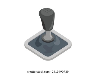 Manual car gear lever. Simple flat illustration in isometric view.
