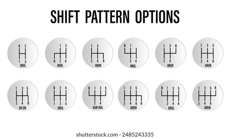 Manual Car transmission vector icon set. Gear shifter symbol.set of car gear shifting lever icons vector.