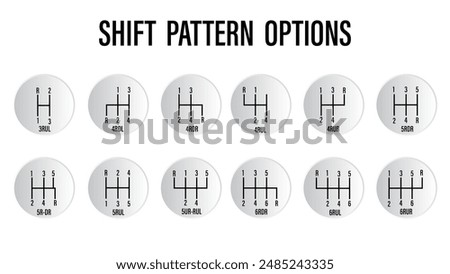 Manual Car transmission vector icon set. Gear shifter symbol.set of car gear shifting lever icons vector.