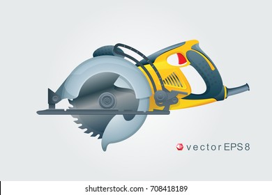 Manual circular saw on white background. Vector illustration