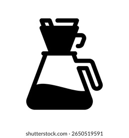 Método manual de preparação de café usando um cone de filtro e servidor