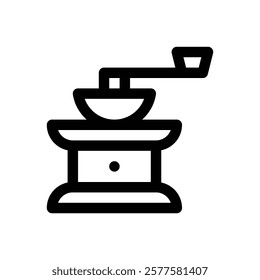 Manual coffee grinder. Editable stroke vector icon.