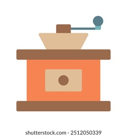 Icono aislado del Clipart coloreado plano de la amoladora de café manual