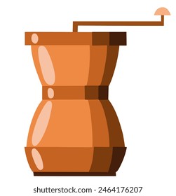 Manual coffee grinder for grinding grains. Vector illustration. Flat style