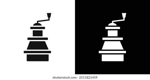 Manual coffee grinder icon Flat fill set collection