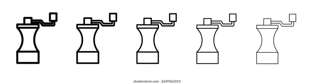 Ícone de moedor de café manual Projeto plano em fundo isolado