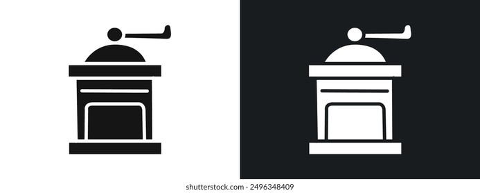 Manual coffee grinder icon linear graphics set vector in black