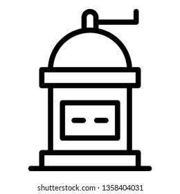 Manual coffee grinder icon. Outline manual coffee grinder vector icon for web design isolated on white background