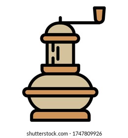 Manual coffee grinder icon. Outline manual coffee grinder vector icon for web design isolated on white background