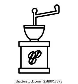 Manual coffee grinder icon Outline vector symbol sign