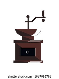 Manual coffee grinder logo. Vector icon.