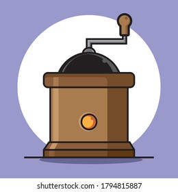 Manual Coffee Grinder. Looks Classic. You can use this image in cafe, restaurants, t-shirts, brochures, posters or other purposes. vector illustration. Flat Design.