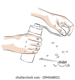 Manual Coffee Grinder sketch - vector illustration