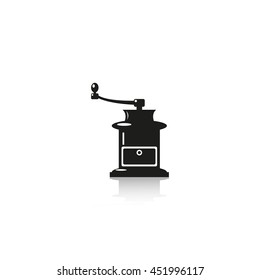 Manual coffee grinder. Vector icon.