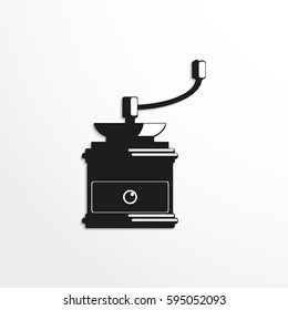 Manual coffee grinder. Vector icon.