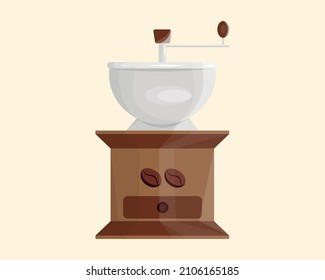 Manual coffee grinder.  Vector illustration for product design, for packaging, for cafes, for the Internet.