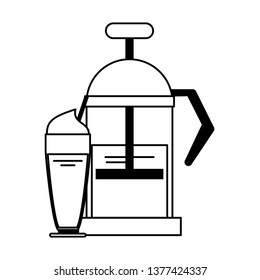 Manual coffee maker sweet drink in black and white