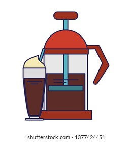 Manual coffee maker sweet drink blue lines