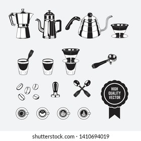 Manual Coffee Maker Vintage Black and White Vector