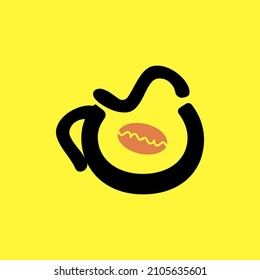manual coffee pot logo with soft color 