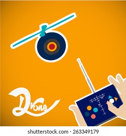 manual control blue drone one  helix over yellow background