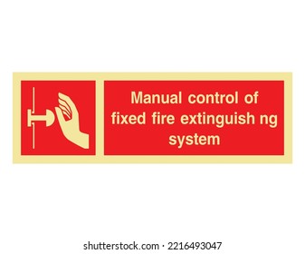  Control manual del sistema de extinción de incendios fijos - Señales internacionales de control de incendios y seguridad - control de incendios, vinilo autoadhesivo, equipo de emergencia, extinguidor, protección contra incendios.