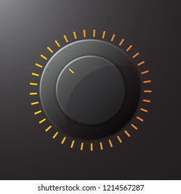 Manual control knob plastic, volume settings, sound control. Vector illustration.
