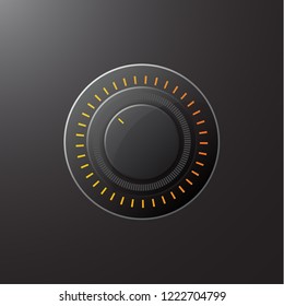 Manual control knob plastic, volume settings, sound control. Vector illustration.