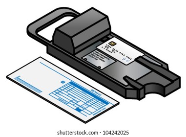 A manual credit card POS imprinter - click clack!