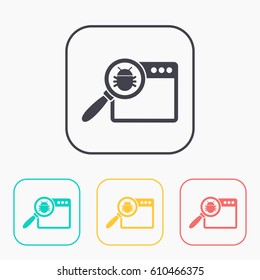 Manual debugging process, code development programming concept web flat vector icon. Elimination bugs from computer app illustration.