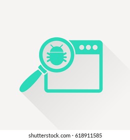 Manual debugging process, code development programming concept web flat vector icon. Elimination bugs from computer app illustration.