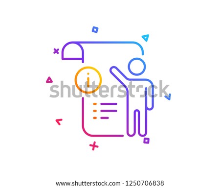 Manual doc  line icon. Technical instruction sign. Gradient line button. Manual doc icon design. Colorful geometric shapes. Vector