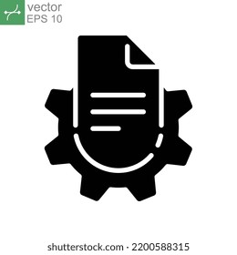 Icono de glifo de análisis manual de documentos. tecnología de procesamiento de grandes datos, almacenamiento y análisis, rueda cognitiva y archivo de papel, que capta información digital. Ilustración del vector Diseño sobre fondo blanco EPS 10