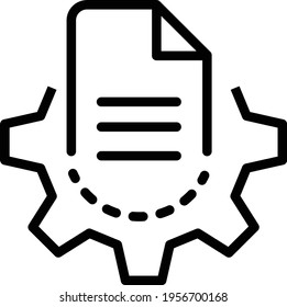 Manual document, big data processing technology, storage and analysis, cogwheel and paper file, capturing digital information, software solution, vector icon