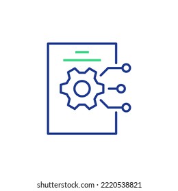 Manual document,cogwheel and paper file, capturing digital information,big data processing technology