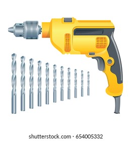 Manual electric drill with drills of different lengths