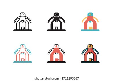 manuelle Espresso Ikone Vektorillustration Illustration mit sechs verschiedenen Stilrichtungen. einzeln auf weißem Hintergrund