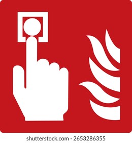 Alarme de incêndio manual. Sinal de fogo vermelho. Disparar manualmente um alarme de incêndio quando for detectado fogo ou fumaça. Botão de alarme.