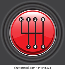 Manual gear shift stick red vector illustration.