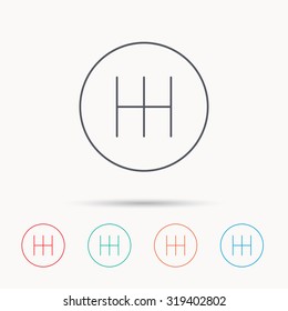 Manual gearbox icon. Car transmission sign. Linear icons on white background. Vector