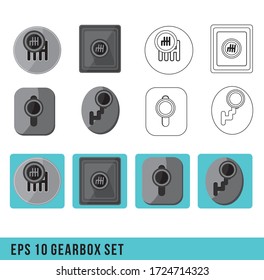 Manual gearbox icon set. Simple set of manual gearbox vector icons for web design on white background