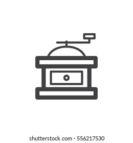 Manual Hand Coffee Mill Grinder line icon, outline vector sign, linear pictogram isolated on white. Symbol, logo illustration