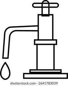 Manual Hand Pressure Pump Silhouette Icon, Water pump icons, Irrigation Vector Line art - Simple Thin Line Premium Quality Design Monochrome Elements, The pumping station where water is pumped