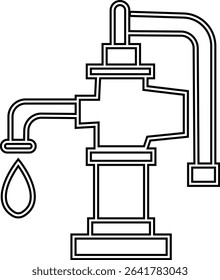 Manual Hand Pressure Pump Silhouette Icon, Water pump icons, Irrigation Vector Line art - Simple Thin Line Premium Quality Design Monochrome Elements, The pumping station where water is pumped