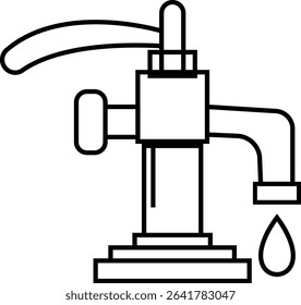 Manual Hand Pressure Pump Silhouette Icon, Water pump icons, Irrigation Vector Line art - Simple Thin Line Premium Quality Design Monochrome Elements, The pumping station where water is pumped