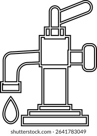 Manual Hand Pressure Pump Silhouette Icon, Water pump icons, Irrigation Vector Line art - Simple Thin Line Premium Quality Design Monochrome Elements, The pumping station where water is pumped